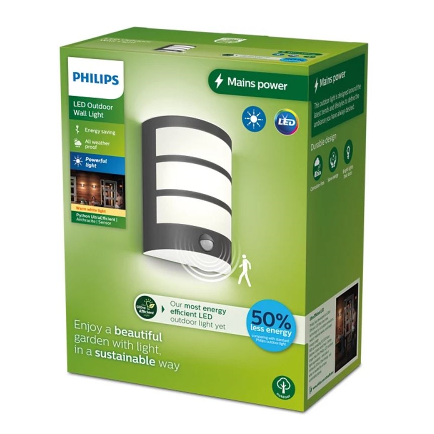 Philips - Applique murale extérieure avec détecteur PYTHON LED/3,8W/230V IP44