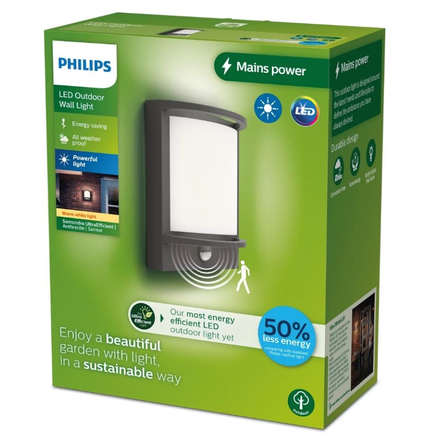 Philips - Applique murale extérieure avec détecteur SAMONDRA LED/3,8W/230V IP44