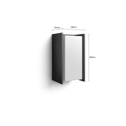 Philips - Applique murale LED d'extérieur à intensité variable Hue TURACO White And Color Ambiance 1xE27/8,1W/230V 1000-20000K