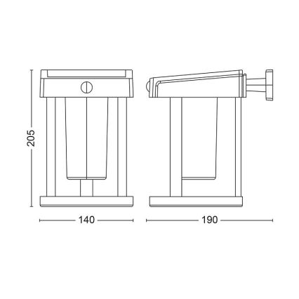 Philips - Applique murale solaire avec détecteur de mouvement et de crépuscule CAMILL LED/1,4W/3,7V 2000 mAh IP44