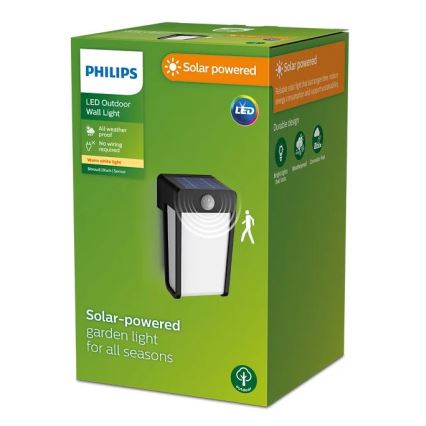 Philips - Applique murale solaire avec détecteur SHROUD LED/2,3W/3,7V IP44