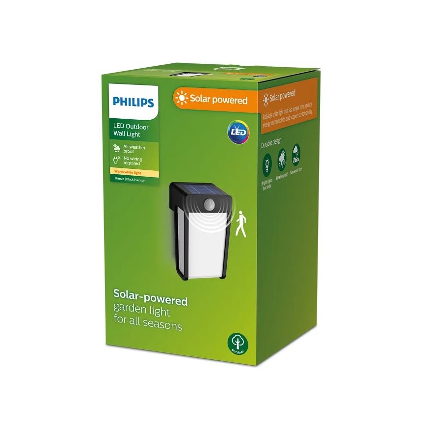 Philips - Applique murale solaire avec détecteur SHROUD LED/2,3W/3,7V IP44