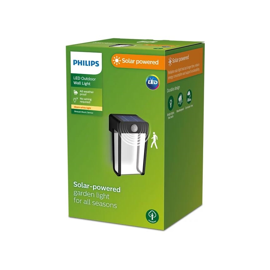 Philips - Applique murale solaire avec détecteur SHROUD LED/2,3W/3,7V IP44