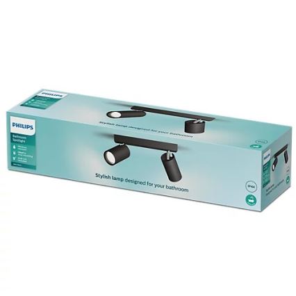Philips - Badezimmerstrahler IDRIS 2xGU10/5W/230V IP44 schwarz