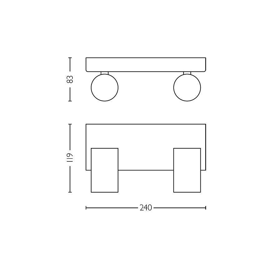 Philips - Badezimmerstrahler IDRIS 2xGU10/5W/230V IP44 schwarz