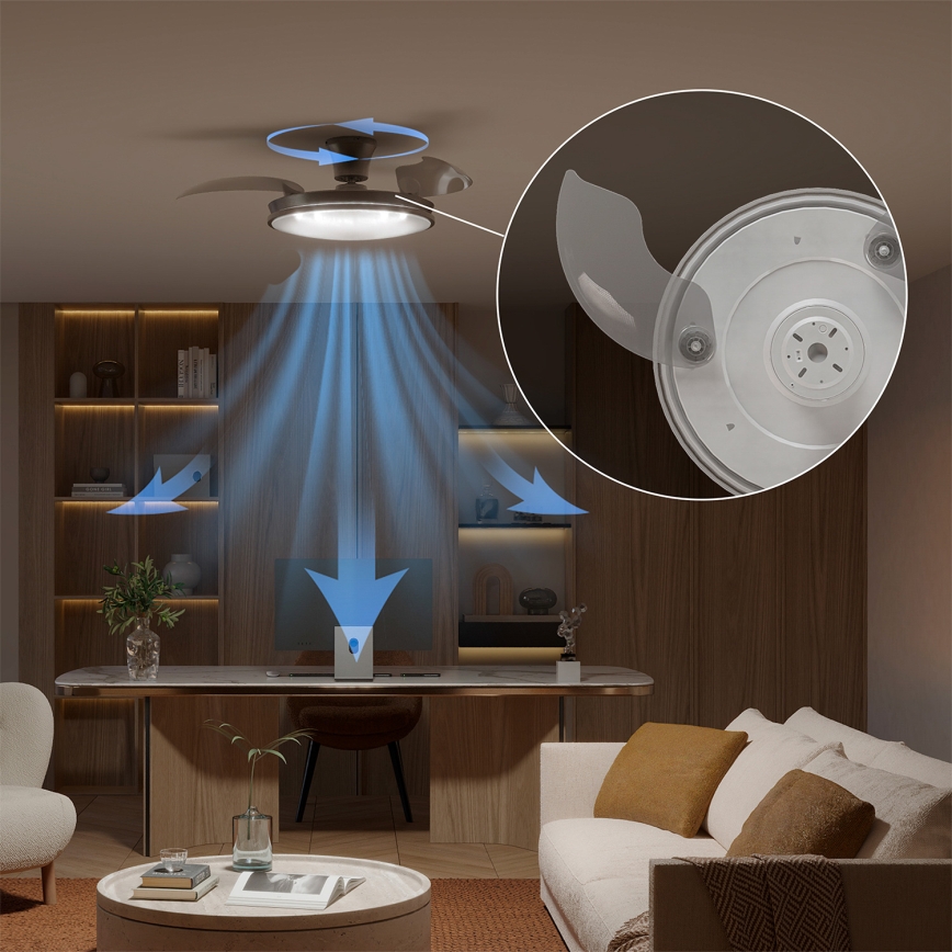 Philips - LED-dimmbare Deckenleuchte mit Ventilator ATLAS LED/35W/230V mattchrom + Fernbedienung