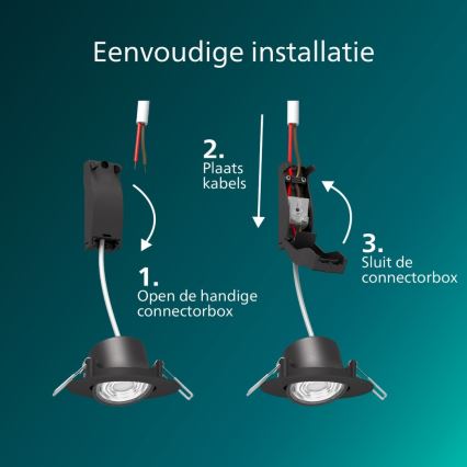 Philips - CILANTRO LED Einbauleuchte, dimmbar, 5 W, 230 V, 2700 K, schwarz