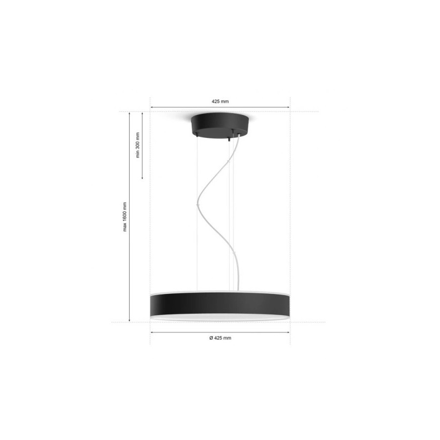 Philips - Dimmbare LED-Hängeleuchte an Schnur Hue LED/33,5W/230V 2200-6500K schwarz + Fernbedienung