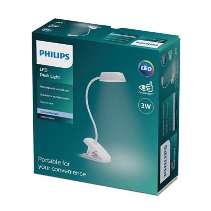 Philips - Dimmbare LED-Lampe mit einem Clip DONUTCLIP LED/3W/5V CRI 90 weiß