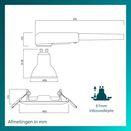 Philips - Einbauleuchte PERIDOT 1xGU10/7W/230V schwarz