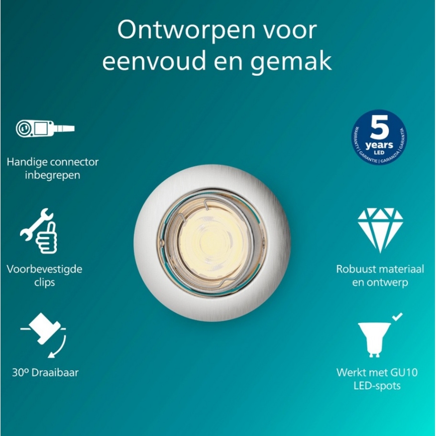 Philips - Einbauleuchte PERIDOT 1xGU10/7W/230V silber