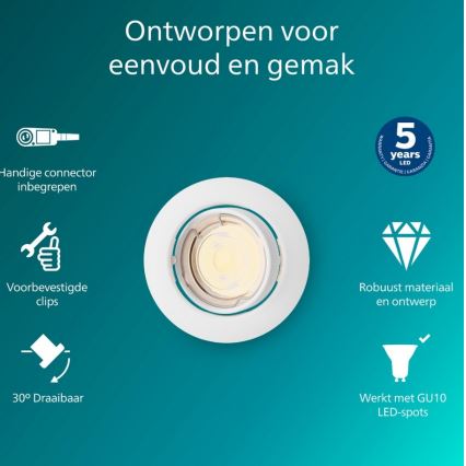 Philips - Faretto da incasso PERIDOT 1xGU10/7W/230V bianco