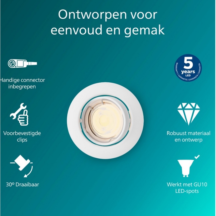 Philips - Faretto da incasso PERIDOT 1xGU10/7W/230V bianco