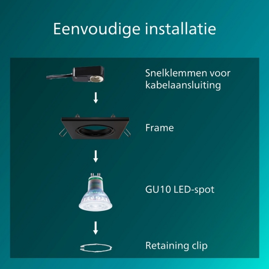 Philips - Faretto da incasso PERIDOT 1xGU10/7W/230V nero