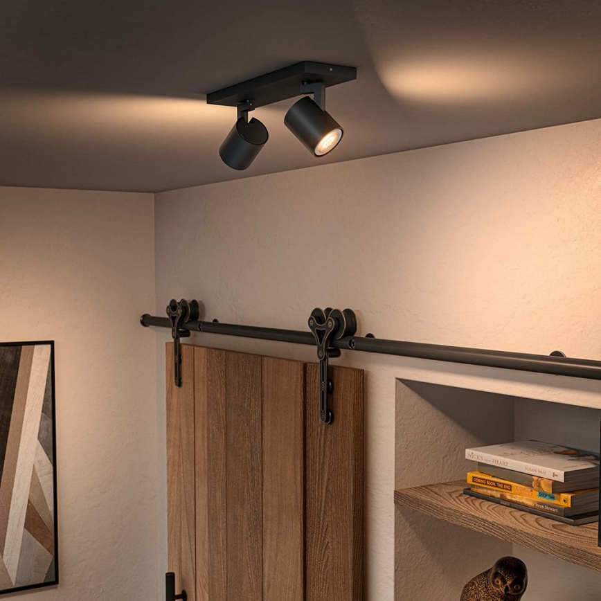 Philips - Faretto LED dimmerabile Hue RUNNER 2xGU10/4,2W/230V 2200-6500K + telecomando nero
