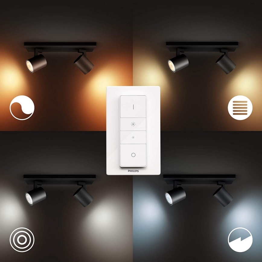Philips - Faretto LED dimmerabile Hue RUNNER 2xGU10/4,2W/230V 2200-6500K + telecomando nero