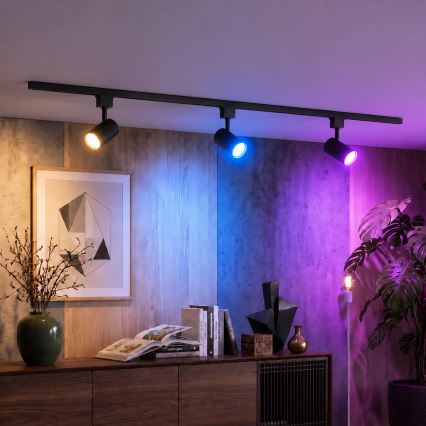 Philips - Faretto LED RGBW dimmerabile per sistema a binario EASYLINK HUE 3xGU10/4,7W/230V 2200-6500K 1m nero + Hue bridge