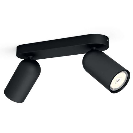 Philips - Faretto LED RGBW dimmerabile PONGEE 2xGU10/4,8W/230V 3000K nero + telecomando