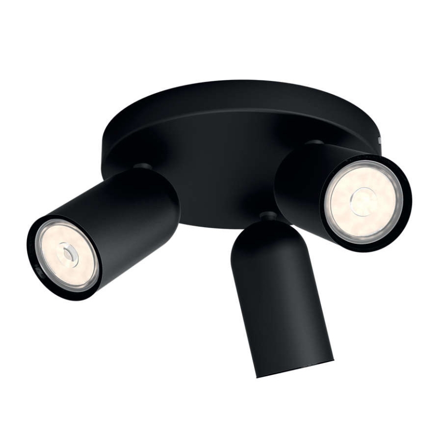 Philips - Faretto LED RGBW dimmerabile PONGEE 3xGU10/4,8W/230V 3000K nero + telecomando