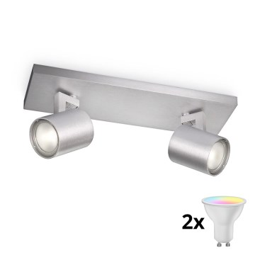 Philips - Faretto LED RGBW dimmerabile RUNNER 2xGU10/6,5W/230V 2700-6500K cromo opaco