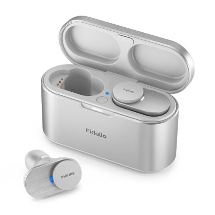 Philips Fidelio T1WT/00 - Kabellose In-Ear-Kopfhörer IPX4 2x 60 mAh + 650 mAh silbern