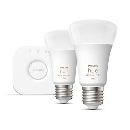 Starter-Set Philips Hue WHITE AND COLOR AMBIANCE 2xE27/9W/230V 2000–6500K + Hue Bridge