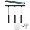 Philips - Lampada a sospensione LED RGBW dimmerabile con cavo per sistema a binario EASYLINK HUE 3x GU10/4,7W/230V 2200-6500K 1 m nero + Hue Bridge