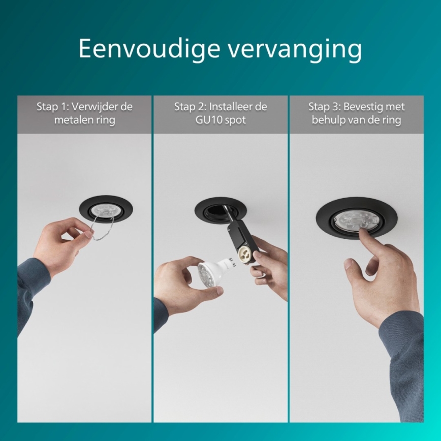 Philips - Lampada da incasso PERIDOT 1xGU10/7W/230V nera