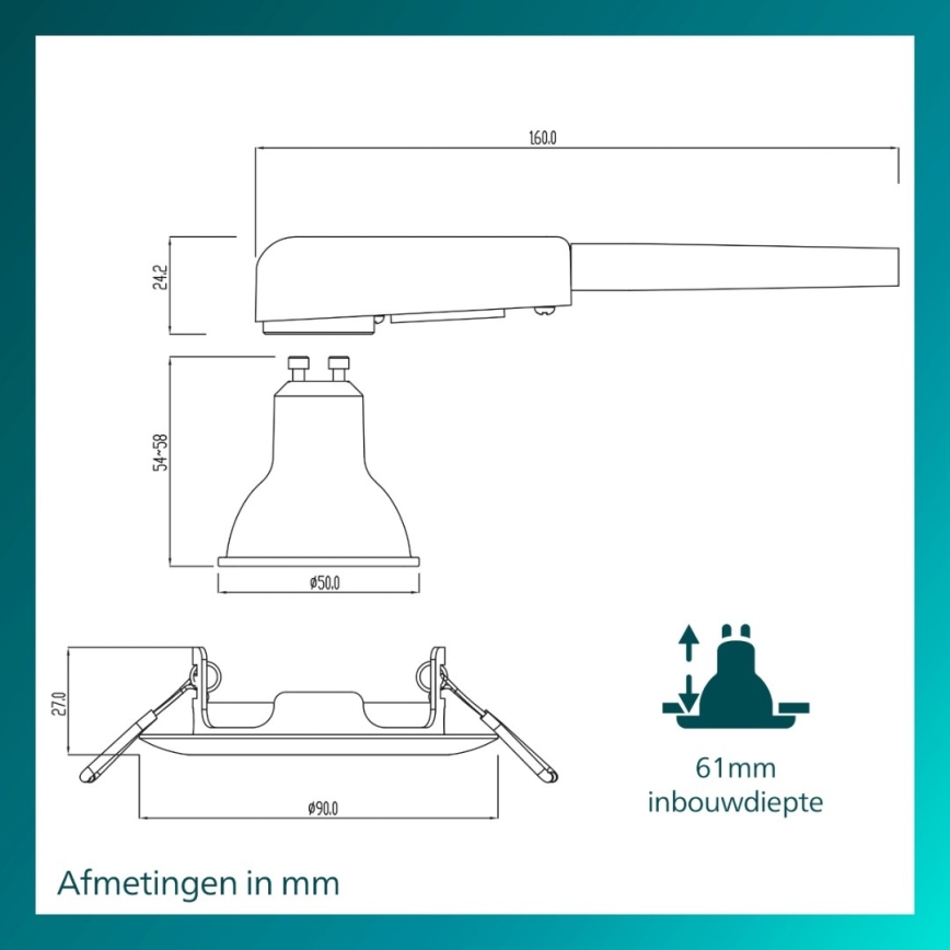 Philips - Lampada da incasso PERIDOT 1xGU10/7W/230V nera