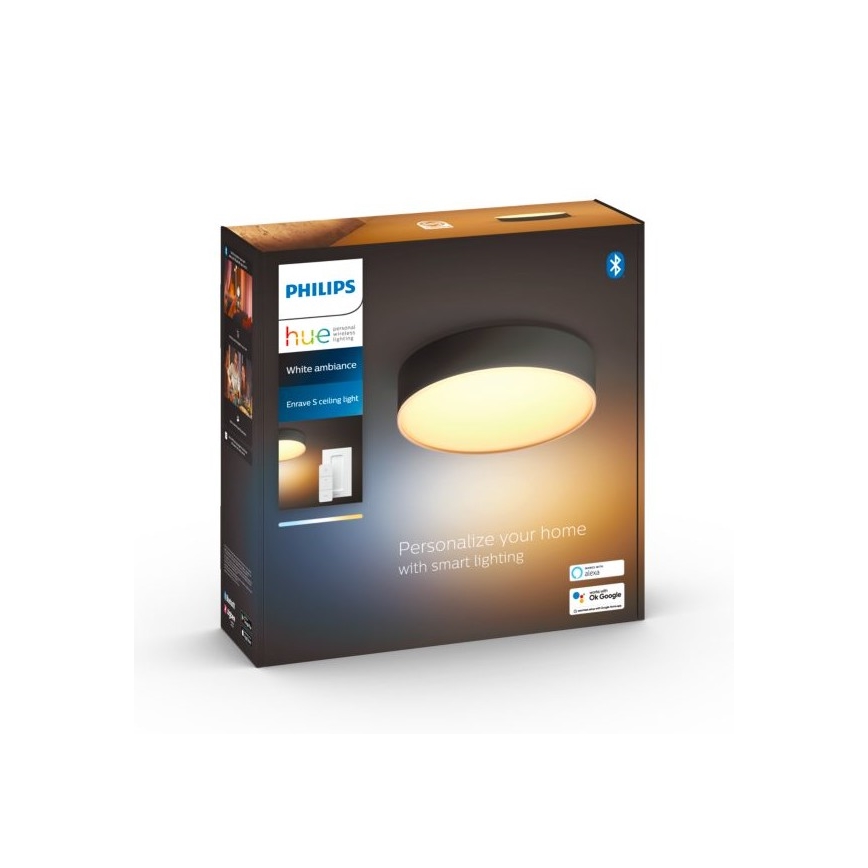 Philips - Plafoniera da soffitto LED dimmerabile Hue LED/9,6W/230V 2200-6500K Ø 261 mm nera + telecomando