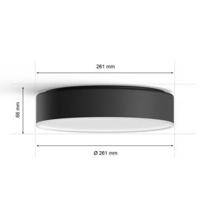 Philips - Plafoniera da soffitto LED dimmerabile Hue LED/9,6W/230V 2200-6500K Ø 261 mm nera + telecomando