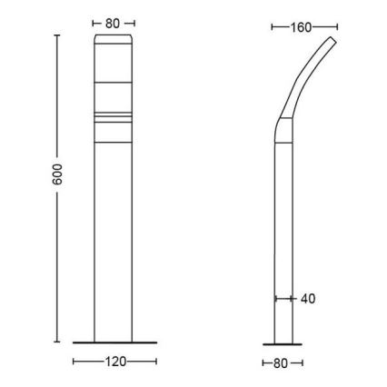 Philips - Lampadaire LED d'extérieur LED/12W/230V 4000K 60 cm IP44