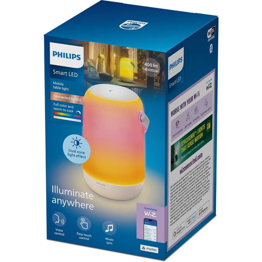 Philips - Lampe de table tactile portable dimmable RGBW SMART LED/13,5W/3,6V 2200-6500K Wi-Fi 1800 mAh