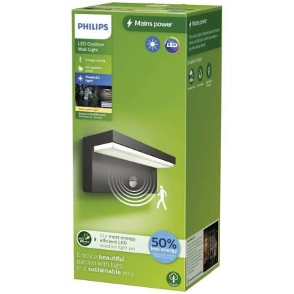 Philips - LED Applique da esterno con sensore BUSTAN LED/3,8W/230V 2700K IP44