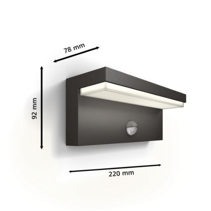 Philips - LED Applique da esterno con sensore BUSTAN LED/3,8W/230V 2700K IP44