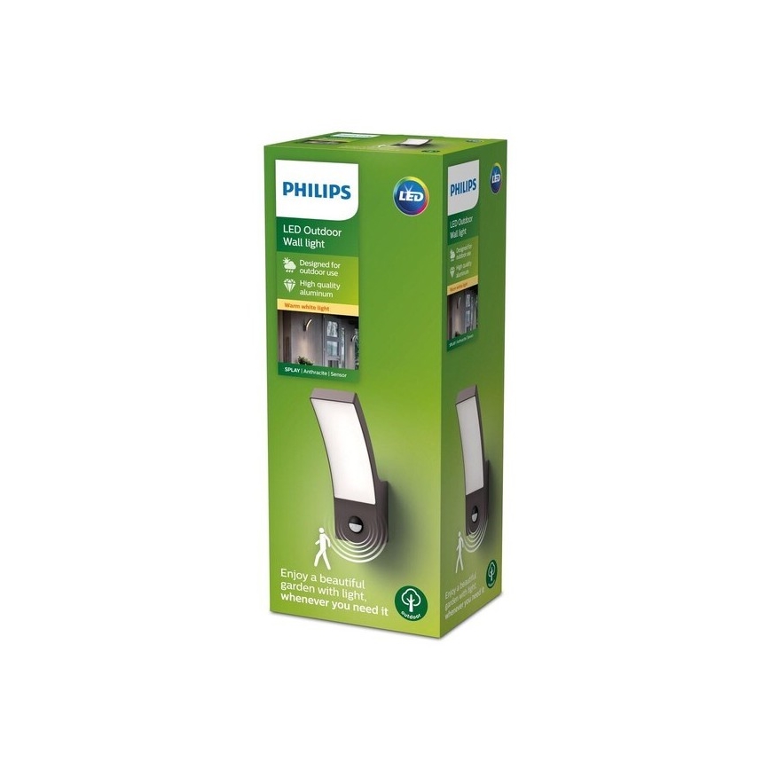 Philips-LED Applique da esterno con sensore LED/12W/230V 2700K IP44
