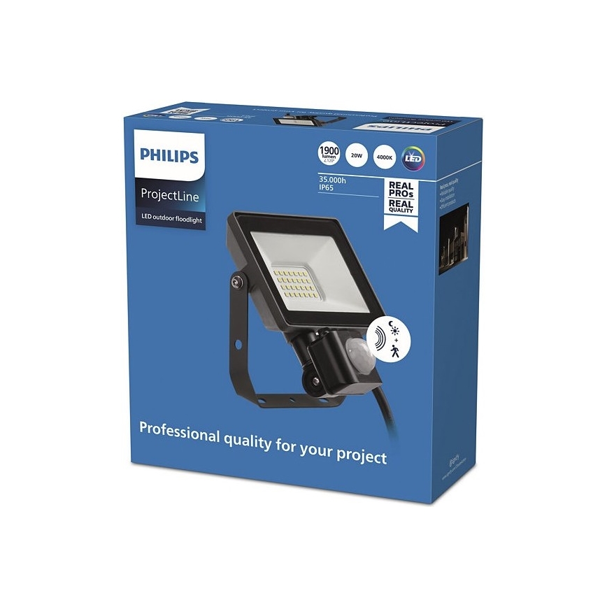 Philips – LED-Außenstrahler mit Sensor PROJECTLINE LED/20W/230V IP65 4000K