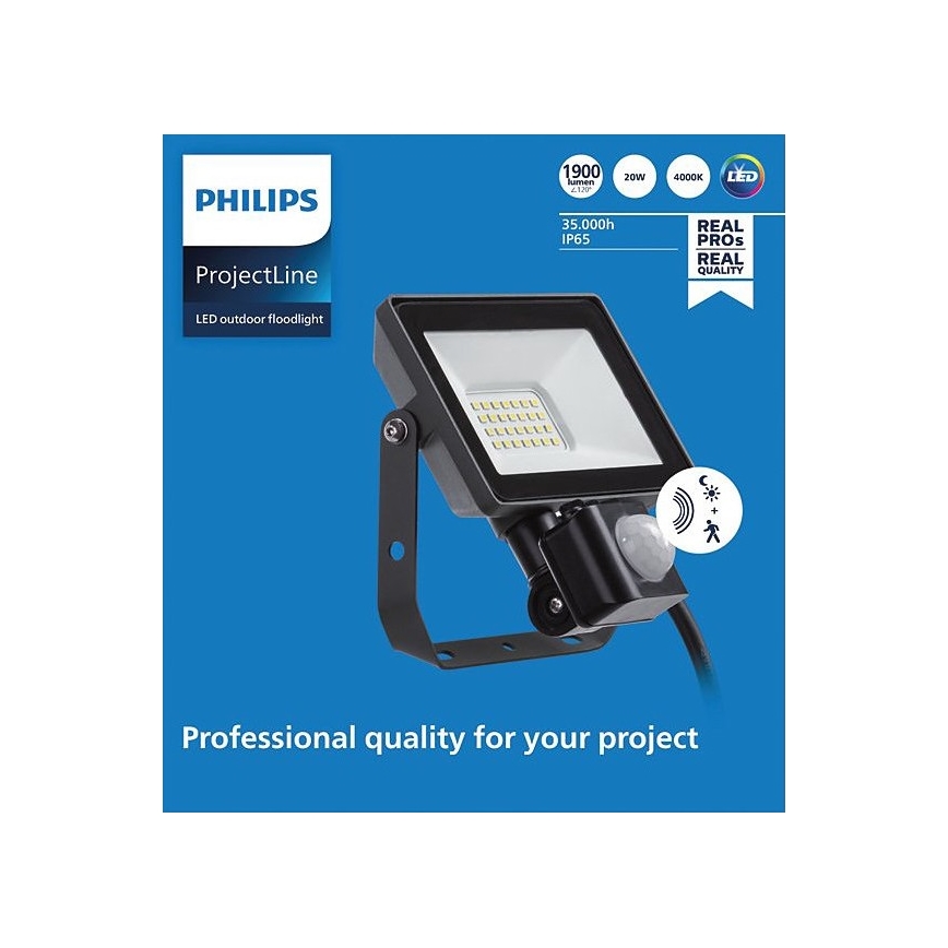 Philips – LED-Außenstrahler mit Sensor PROJECTLINE LED/20W/230V IP65 4000K