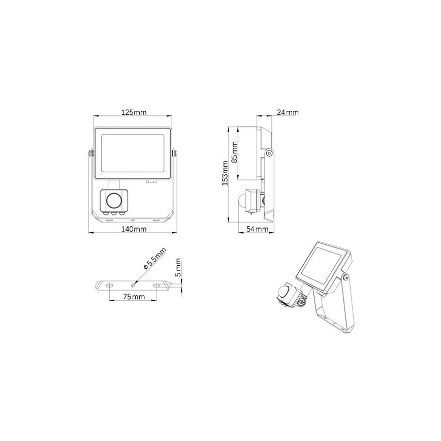 Philips – LED-Außenstrahler mit Sensor PROJECTLINE LED/20W/230V IP65 4000K