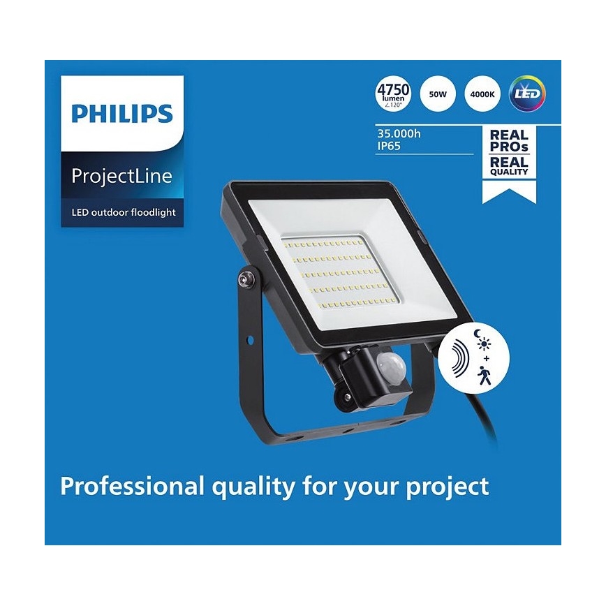 Philips – LED-Außenstrahler mit Sensor PROJECTLINE LED/50W/230V IP65 4000K