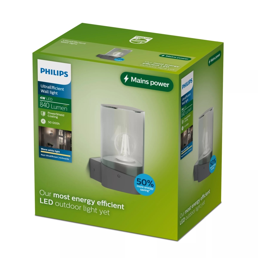 Philips - LED-Außenwandleuchte NAYL 1xE27/4W/230V 2700K IP44