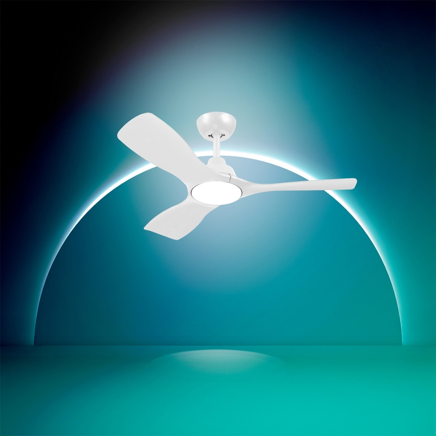 Philips - Ventilatore da soffitto LED dimmerabile OLAS LED/24W/230V Ø 106 cm bianco + telecomando