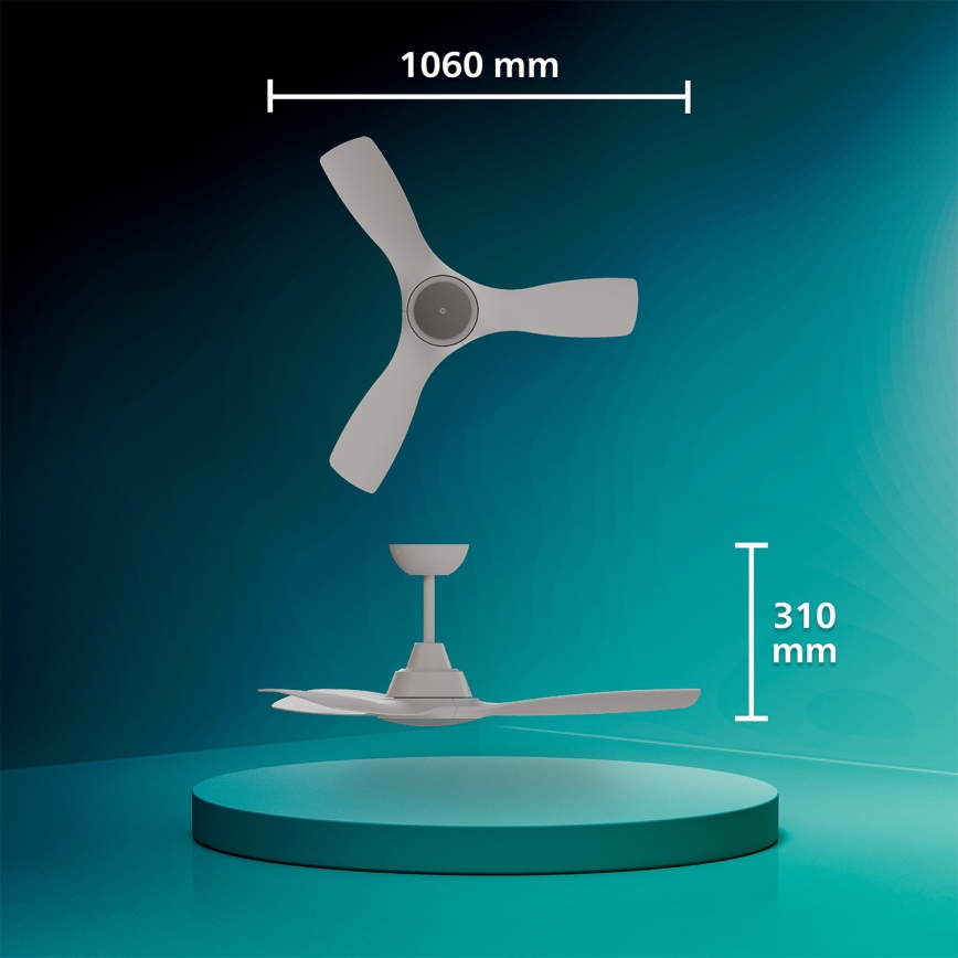 Philips - Ventilatore da soffitto LED dimmerabile OLAS LED/24W/230V Ø 106 cm bianco + telecomando