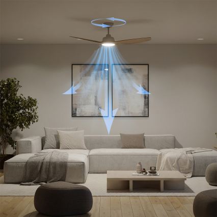 Philips - Ventilatore da soffitto LED dimmerabile OLAS LED/24W/230V diam. 132 cm bianco/marrone + telecomando