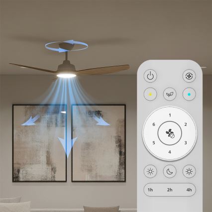 Philips - Ventilatore da soffitto LED dimmerabile OLAS LED/24W/230V diam. 132 cm bianco/marrone + telecomando