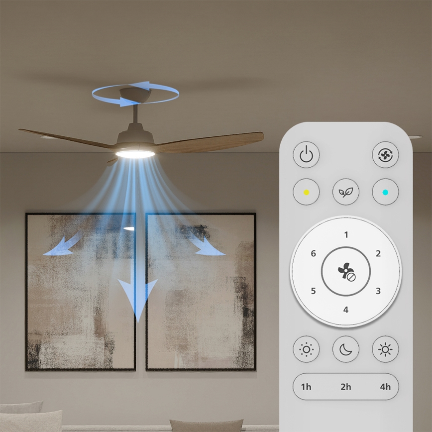 Philips - Ventilatore da soffitto LED dimmerabile OLAS LED/24W/230V diam. 132 cm bianco/marrone + telecomando