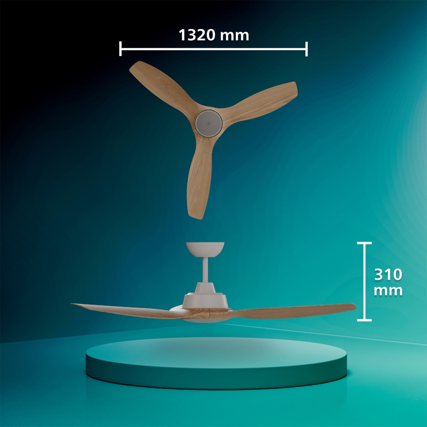 Philips - Ventilatore da soffitto LED dimmerabile OLAS LED/24W/230V diam. 132 cm bianco/marrone + telecomando