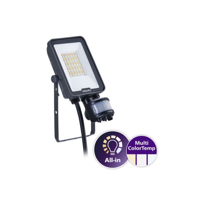 Philips - Proiettore LED LEDINAIRE ALL-IN con sensore di movimento e sensore crepuscolare, 20W/230V, 3000/4000/6500K, IP65