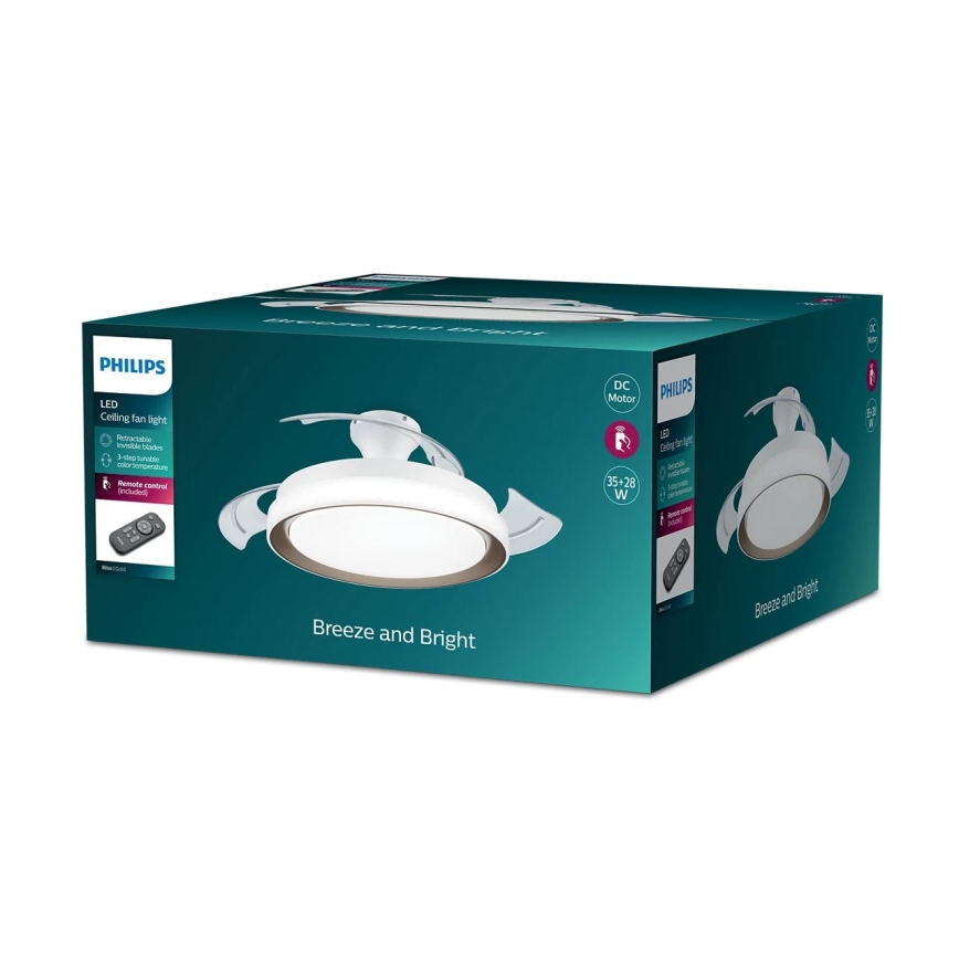 Philips - Plafoniera LED con ventilatore LED/35W/230V 5500/4000/2700K dorata + telecomando