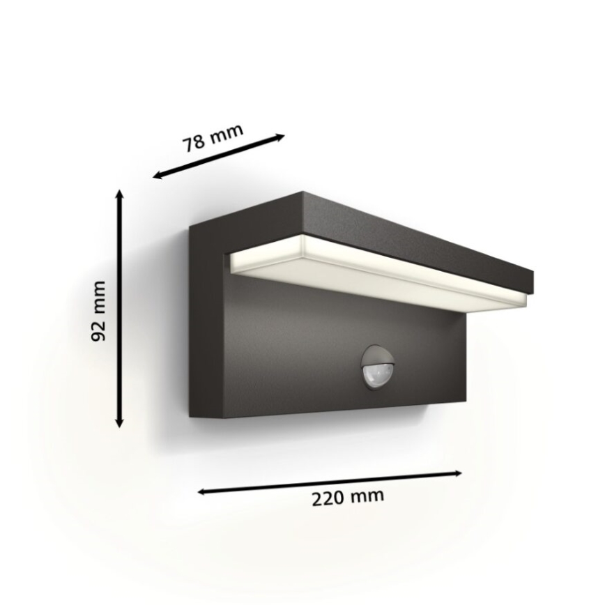 Philips - LED-Outdoor-Wandleuchte mit Sensor BUSTAN LED/3,8W/230V 4000K IP44